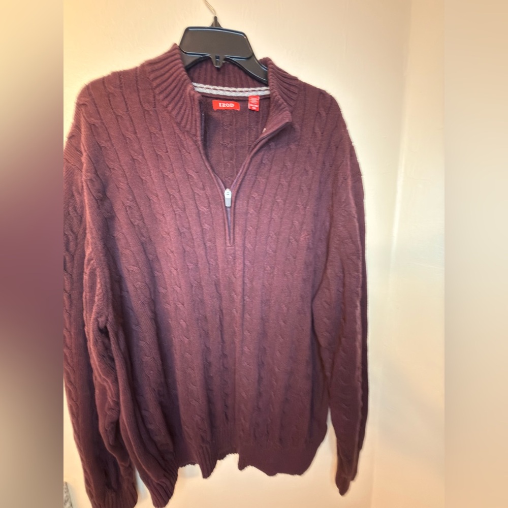 IZOD Men's Burgundy Zip-Up Sweater